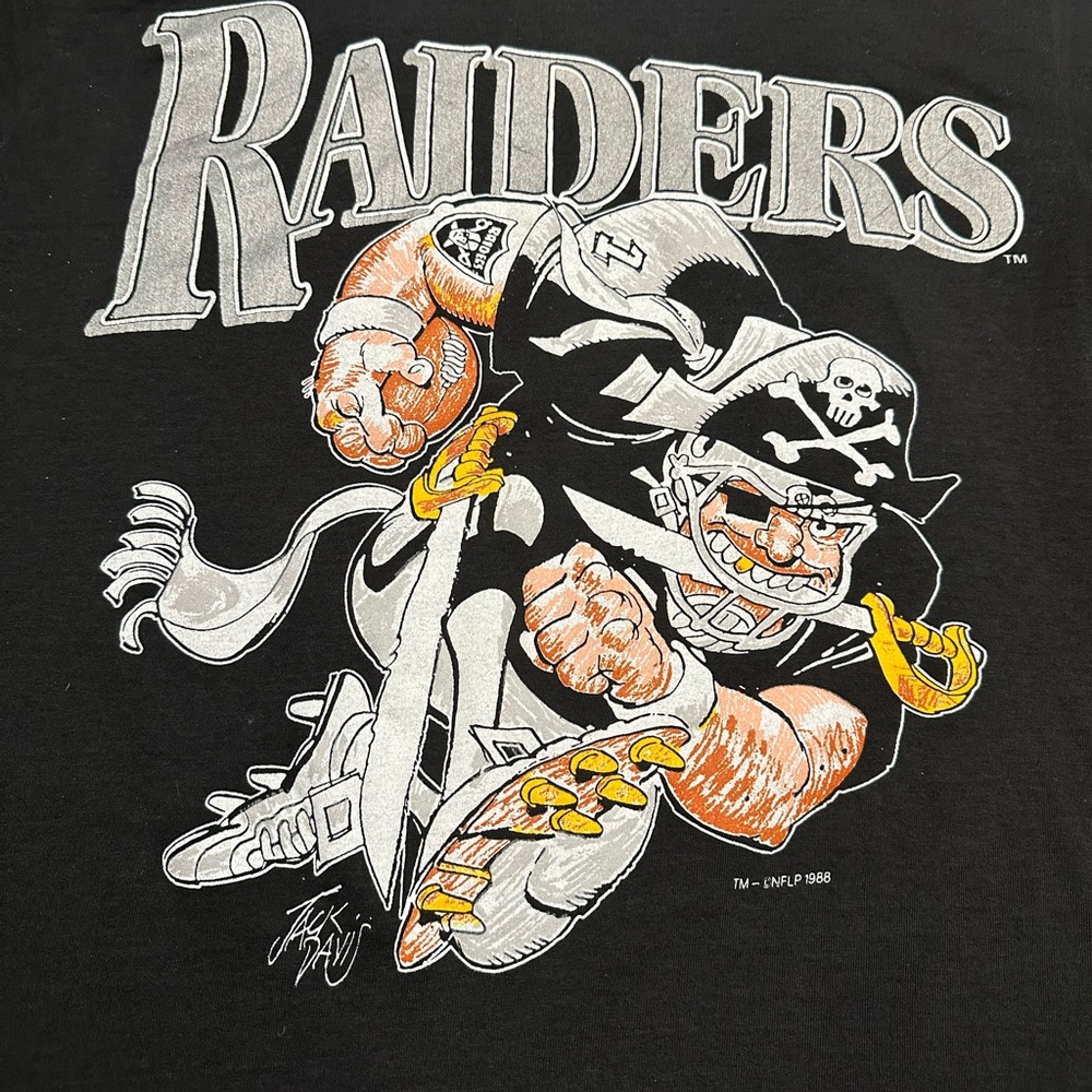 VINTAGE 80s NUTMEG NFL RAIDERS JACK DAVIS T-SHIRT SIZE LARGE SINGLE STITCHED - Picture 6 of 6